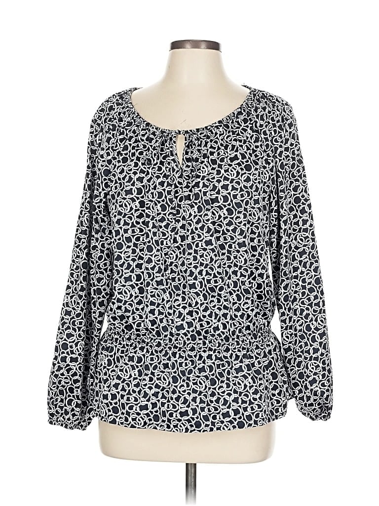 Pre-owned Ellen Tracy Long Sleeve Blouse In Blue