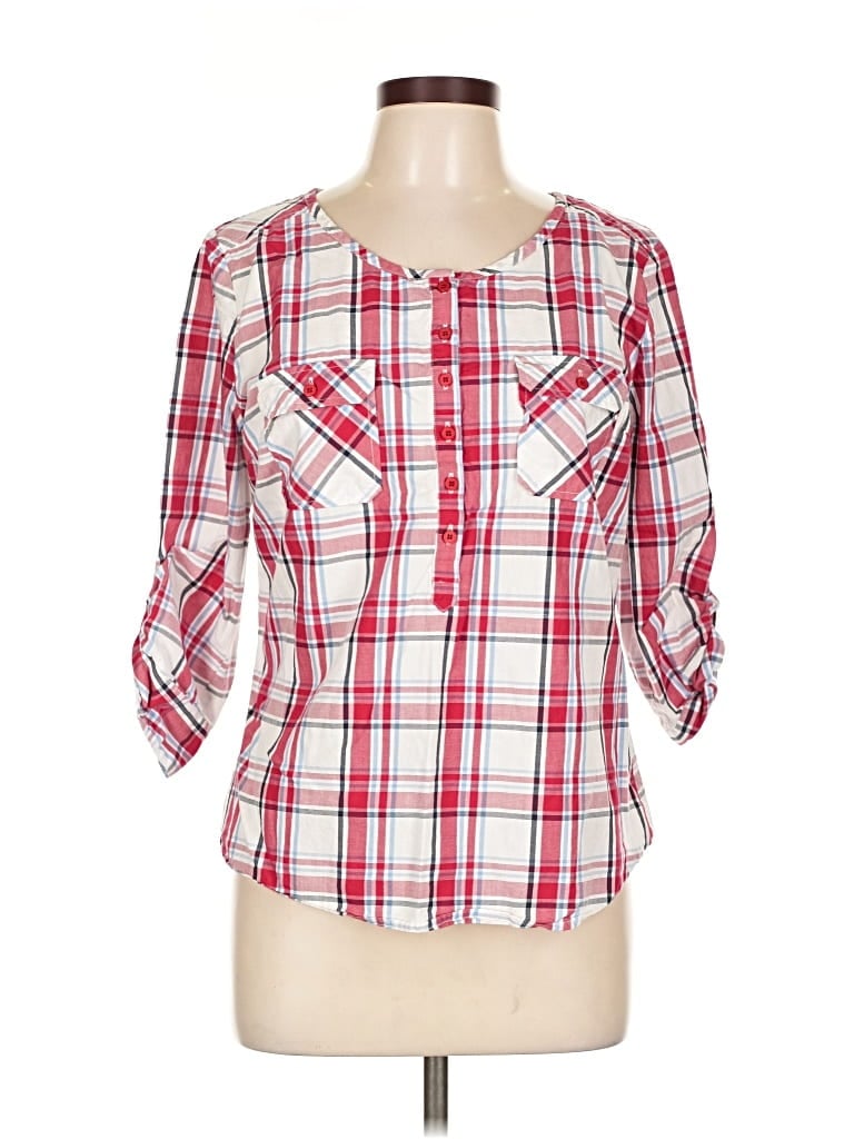 Pre-owned Venus 3/4 Sleeve Button Down Shirt In Red