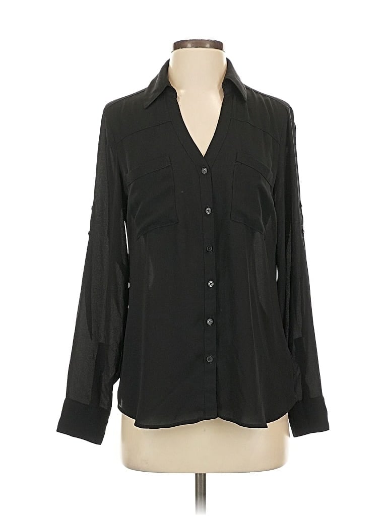 Pre-owned Express Long Sleeve Blouse In Black