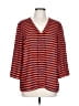 Cremieux 100% Polyester Stripes Red 3/4 Sleeve Blouse Size L - photo 1