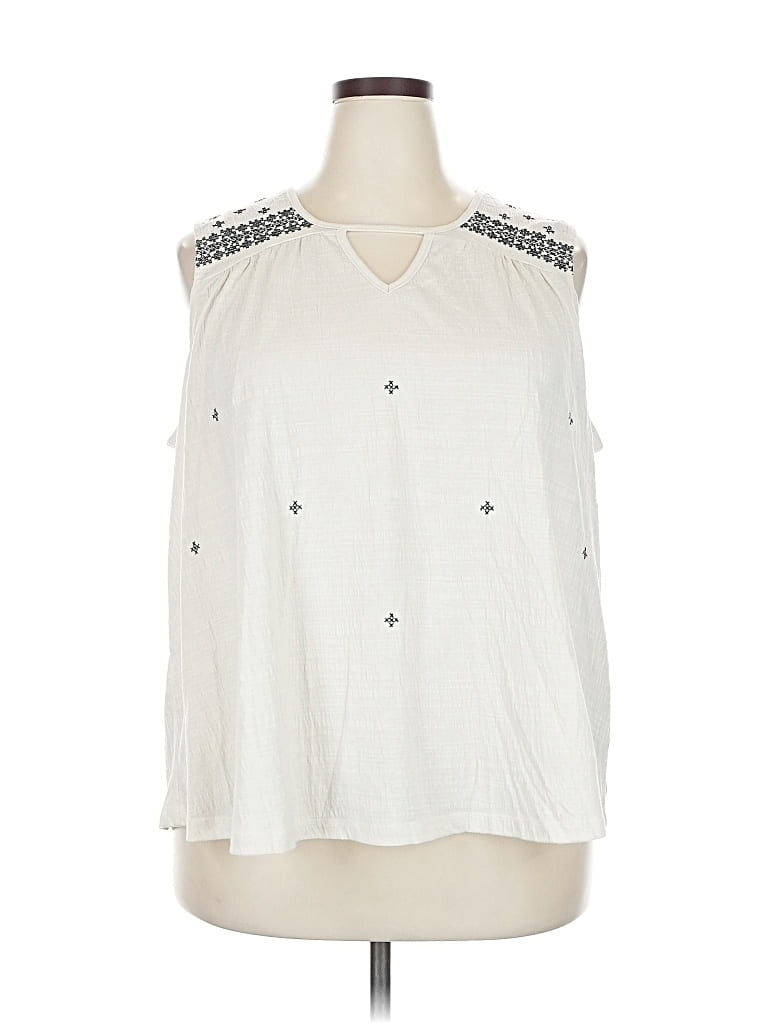 Pre-owned Bobeau Sleeveless Blouse In White
