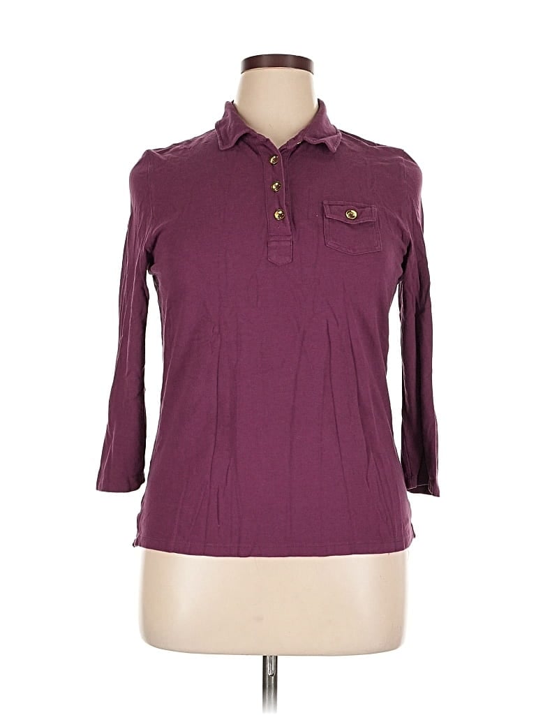 Pre-owned Talbots 3/4 Sleeve Button Down Shirt In Burgundy