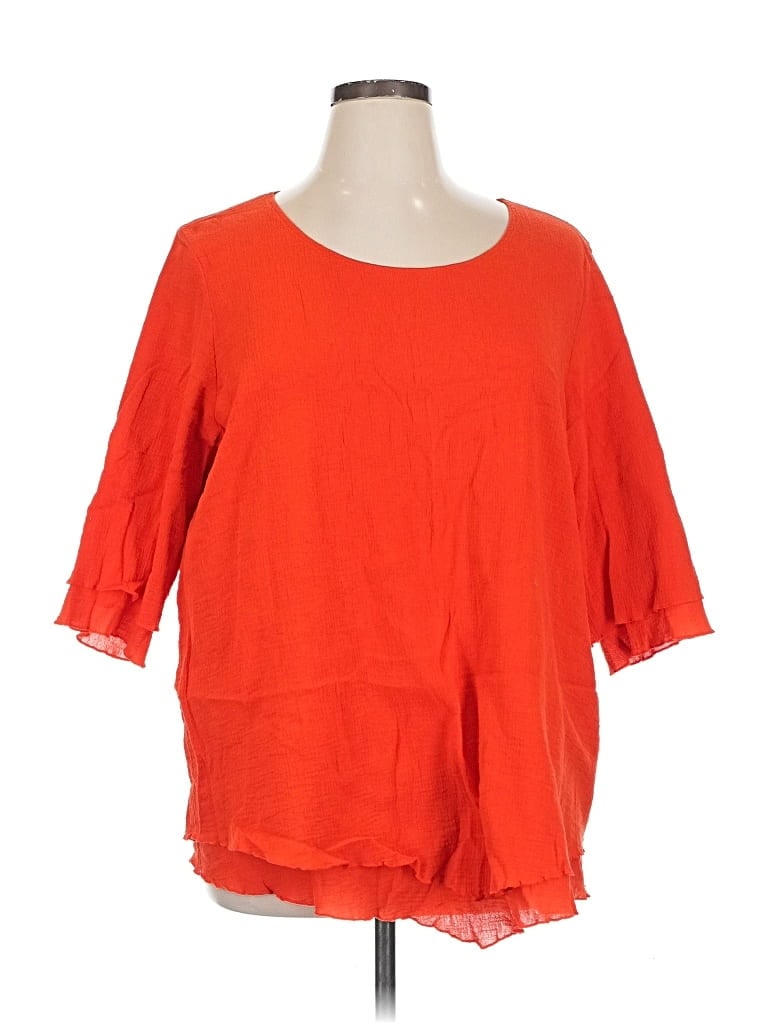Pre-owned Soft Surroundings 3/4 Sleeve T-shirt In Orange