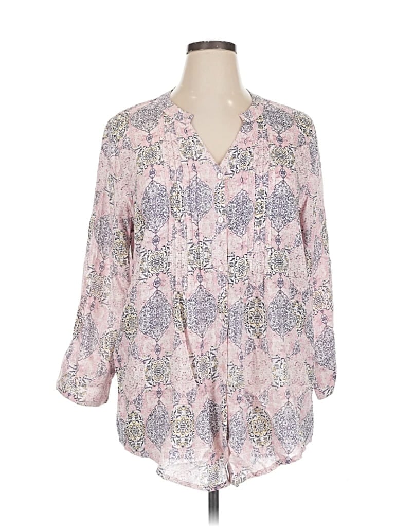 Pre-owned La Cera 3/4 Sleeve Blouse In Pink