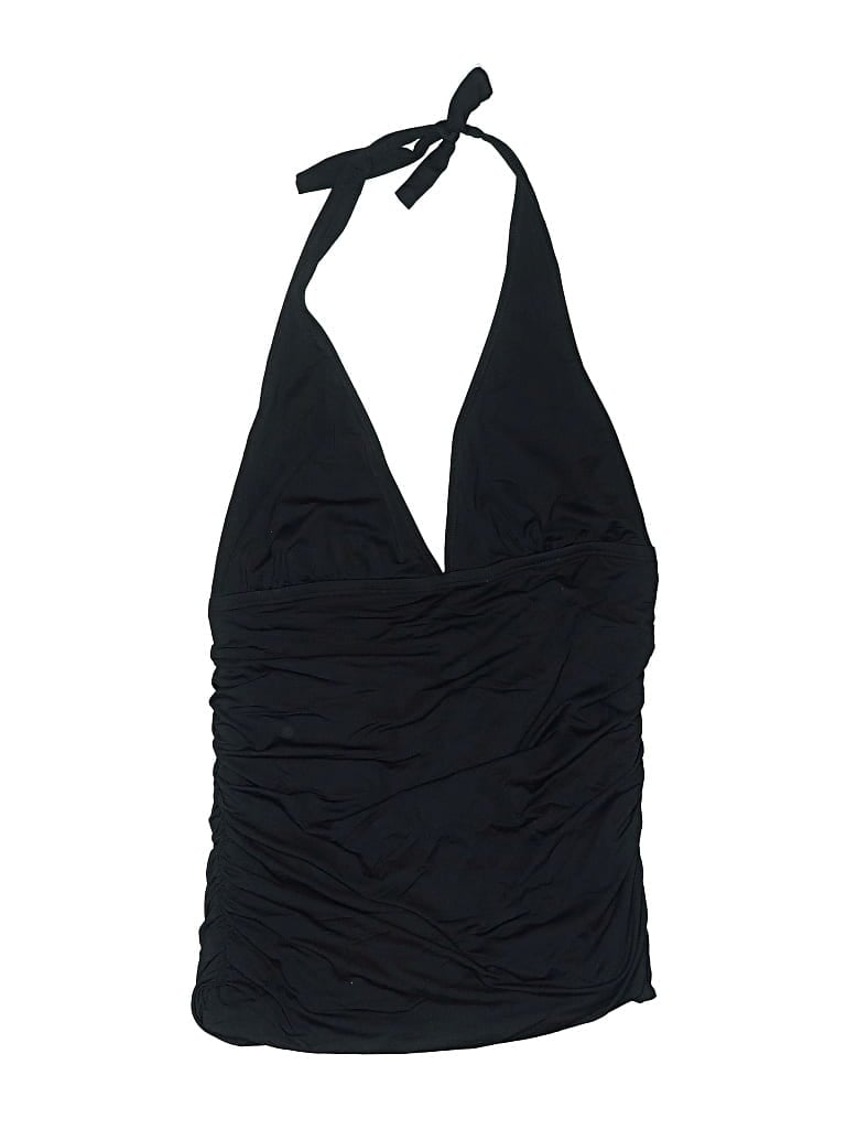 Click to view more detailed imagery on our partner's website Pre-owned Carmen Marc Valvo Swimsuit Top Black Halter Neckline Swimwear