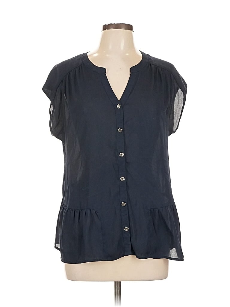 Pre-owned Alfani Short Sleeve Blouse In Black