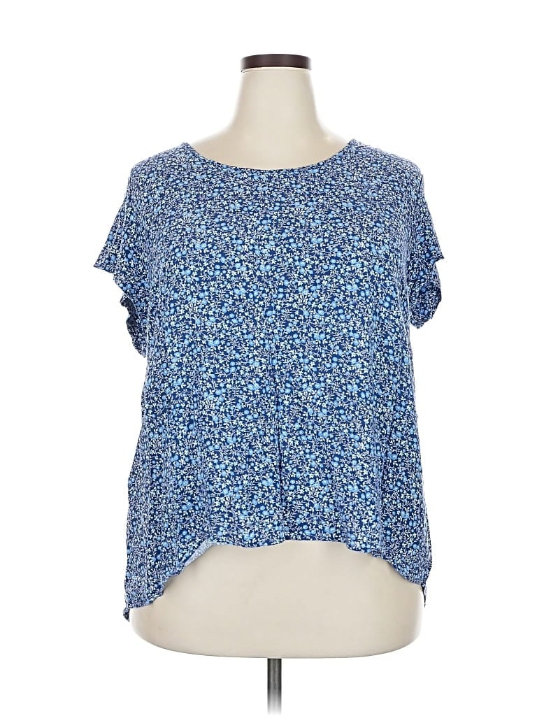 Pre-owned Jones New York Short Sleeve Blouse In Blue