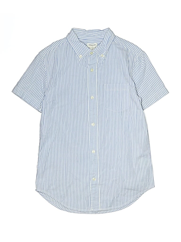 Pre-owned Crewcuts Kids' Short Sleeve Button Down Shirt In Blue