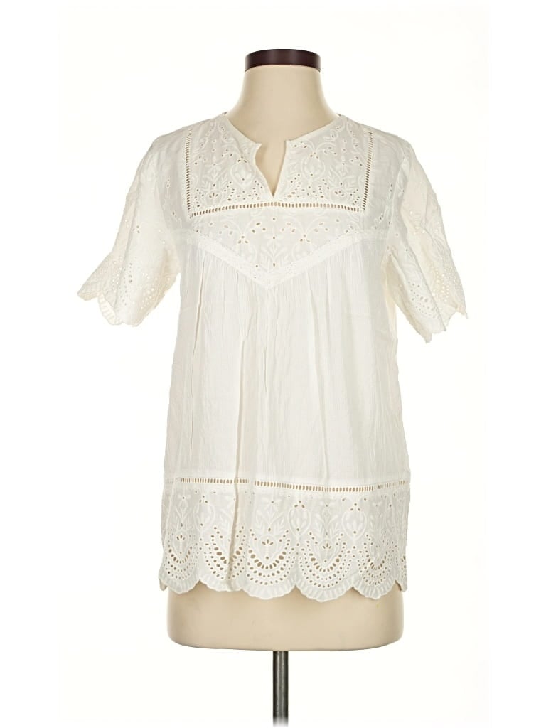 Pre-owned Knox Rose Short Sleeve Blouse In White