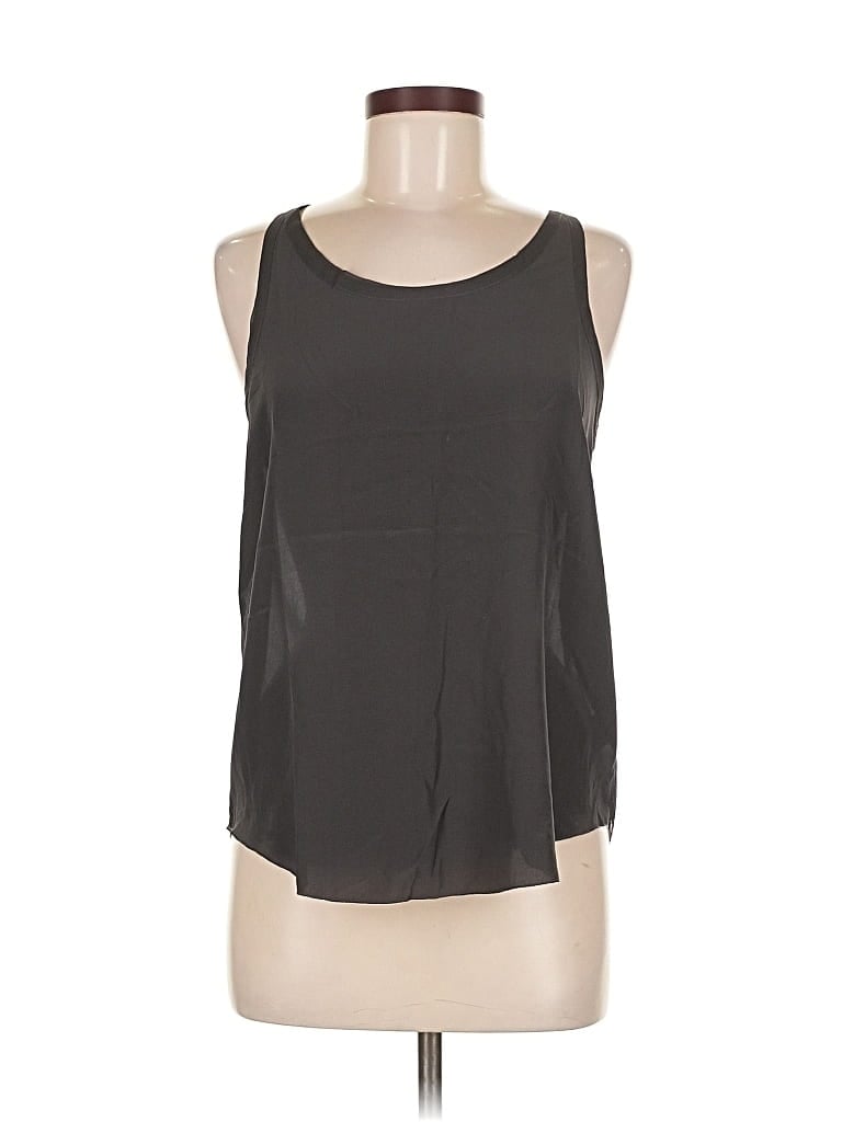 Click to view more detailed imagery on our partner's website Pre-owned Chaser Sleeveless Silk Top Gray Halter Neckline Tops
