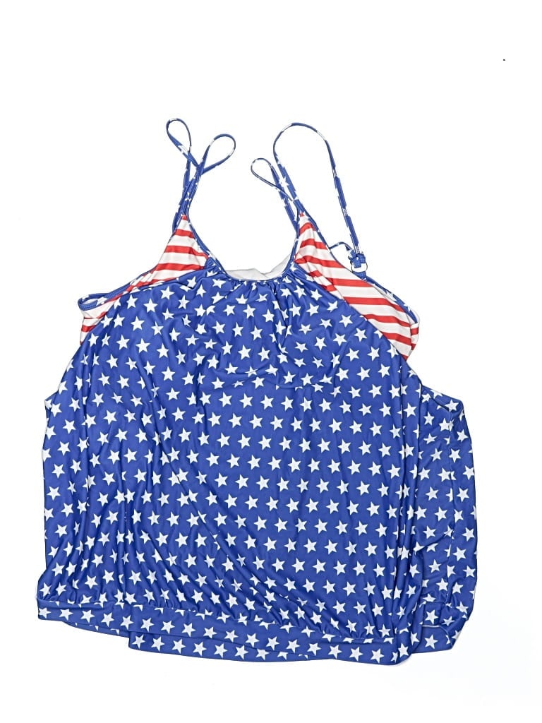 Pre-owned Hanna Nikole Swimsuit Top Blue Stars Pattern Swimwear