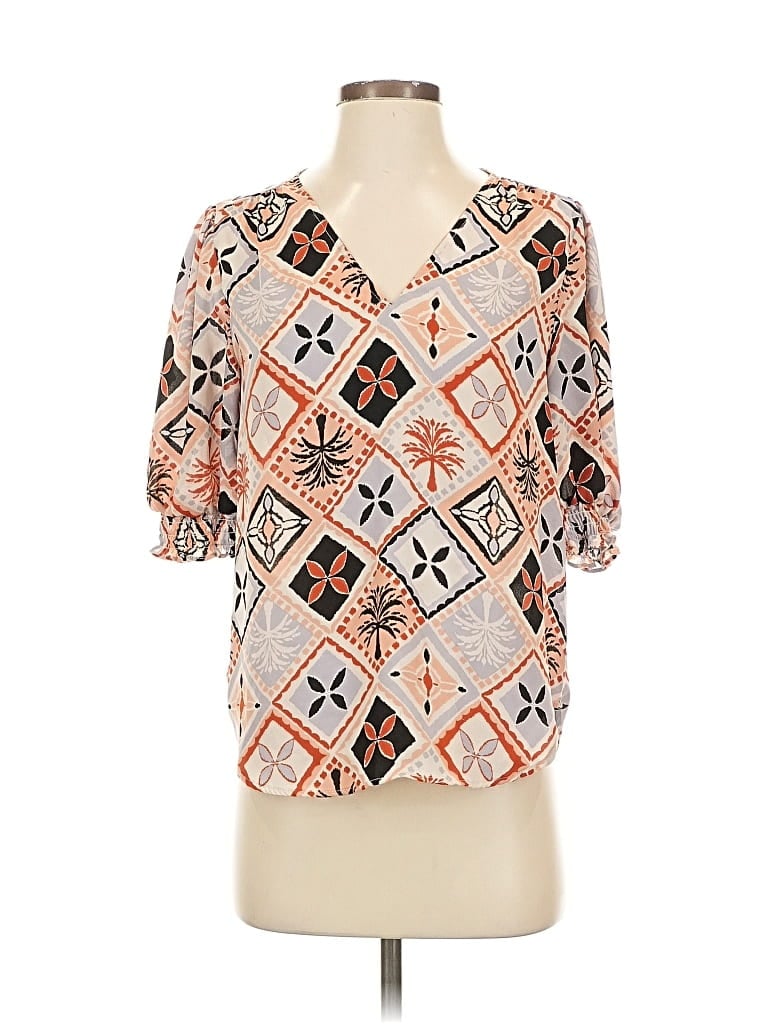 Pre-owned Ann Taylor Factory Short Sleeve Blouse In Orange