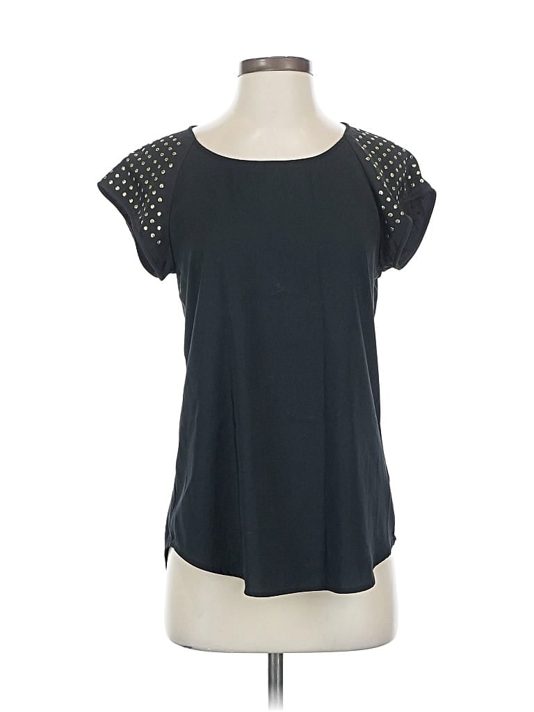 Pre-owned Express Short Sleeve Top Black Cold Shoulder Neckline Tops