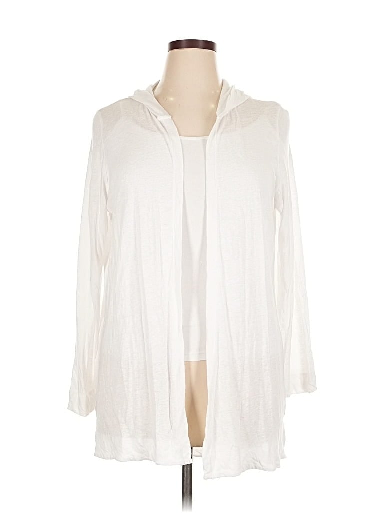 Pre-owned Sigrid Olsen Cardigan Sweater In White