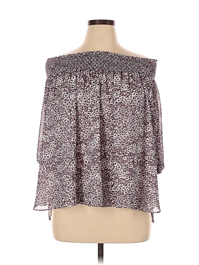 Pre-owned Ann Taylor Loft 3/4 Sleeve Blouse In Burgundy