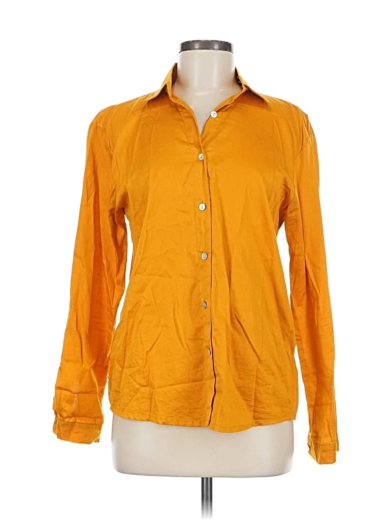 Pre-owned Unbranded Long Sleeve Button Down Shirt In Orange