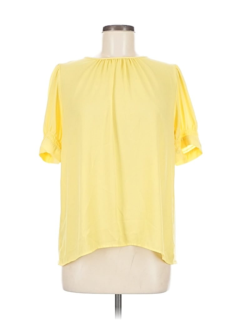 Pre-owned Ann Taylor Short Sleeve Blouse In Yellow