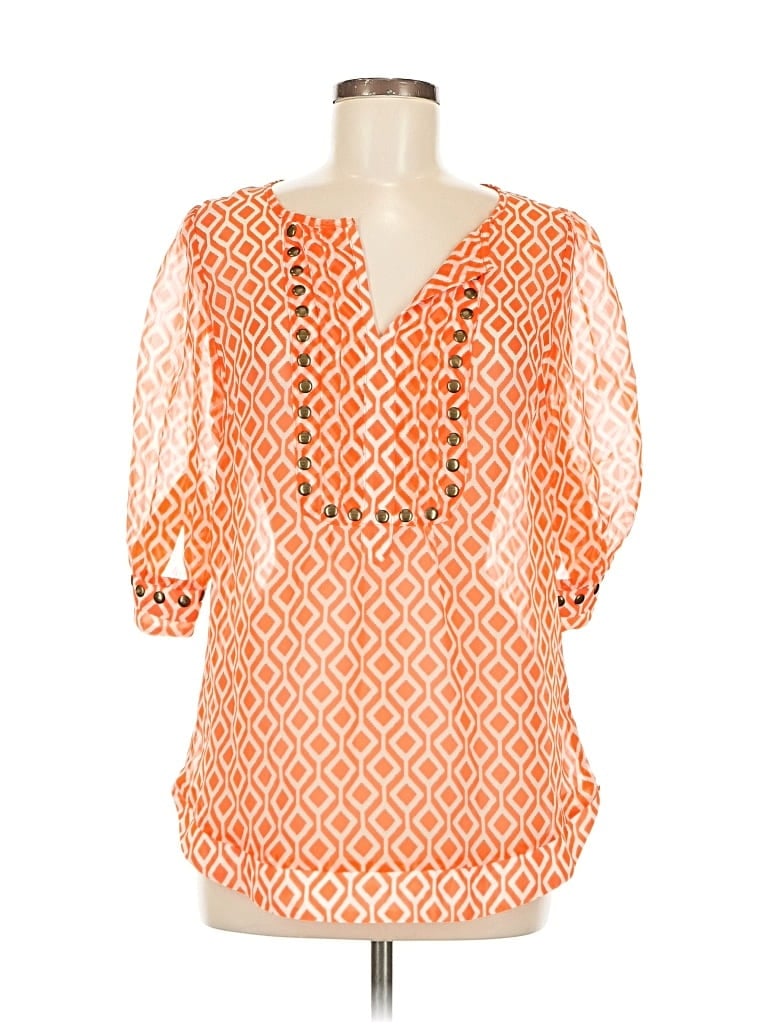 Pre-owned 41hawthorn 3/4 Sleeve Blouse In Orange