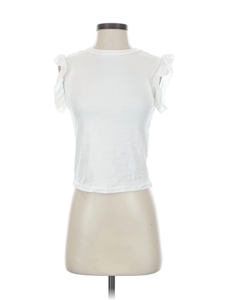 Pre-owned Unbranded Sleeveless T-shirt In White