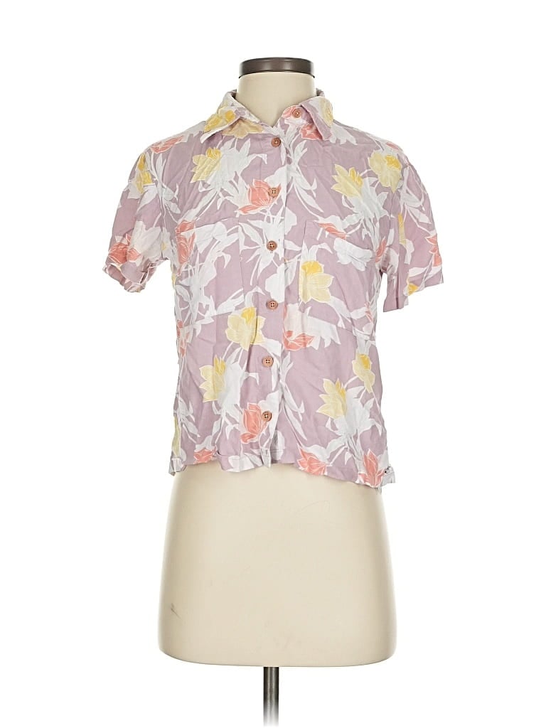 Pre-owned Roxy Short Sleeve Blouse In Pink