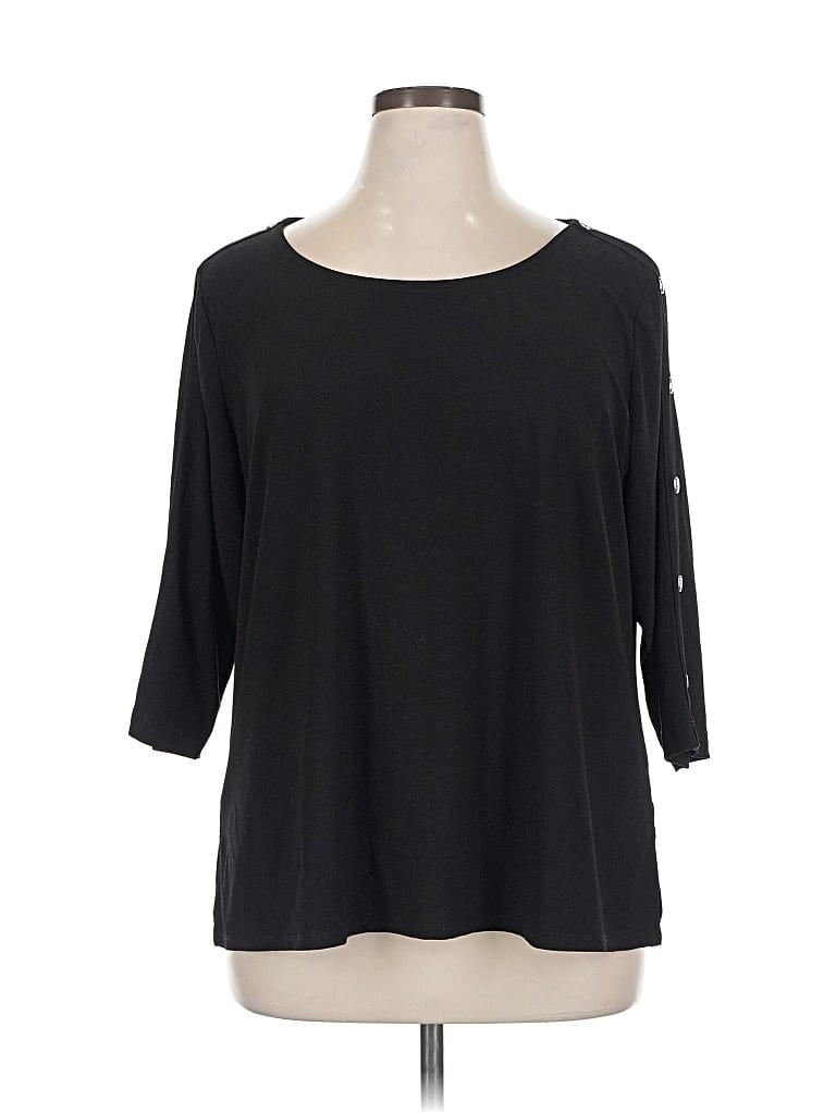 Pre-owned 89th & Madison 3/4 Sleeve Top Black Boatneck Tops