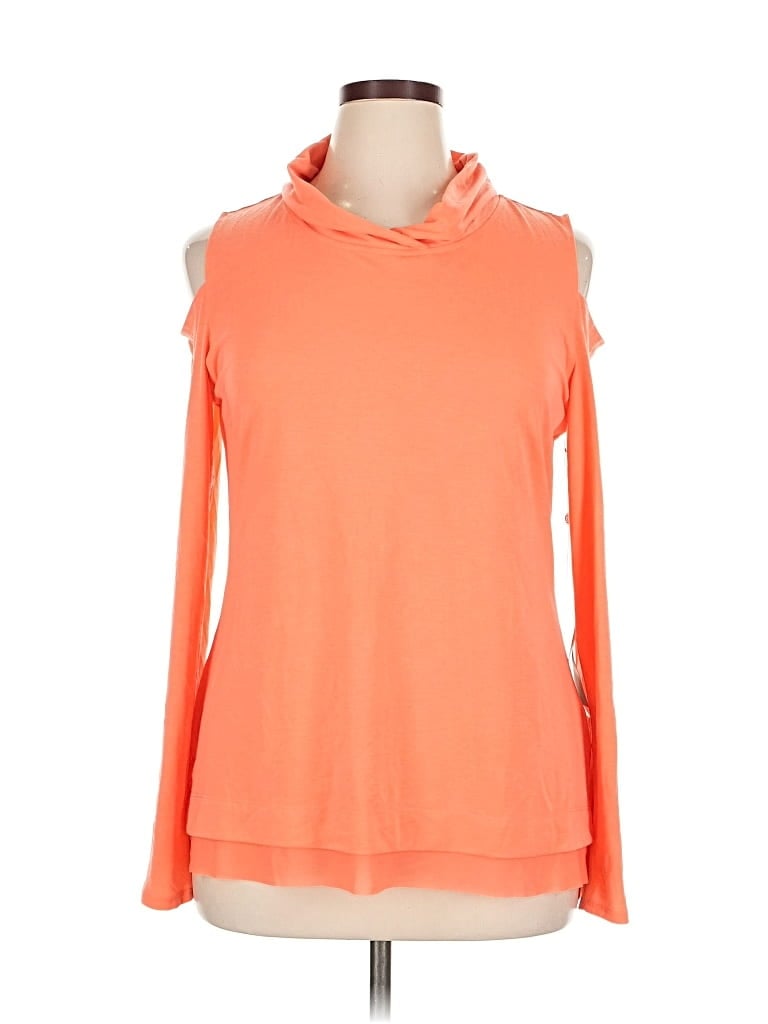 Nanette Lepore Long Sleeve Top Orange Cold Shoulder Neckline Tops In Orange