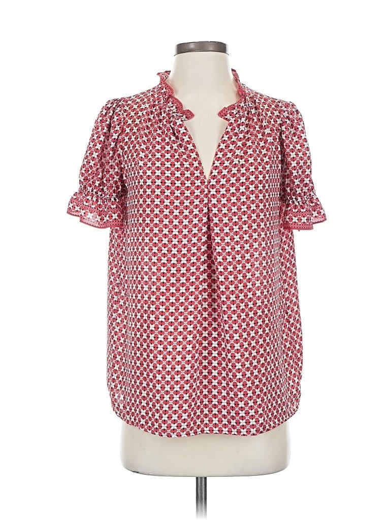 Pre-owned Max Studio Short Sleeve Blouse In Red