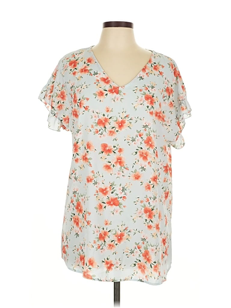 Pre-owned Heimish Usa Short Sleeve Blouse In Gray