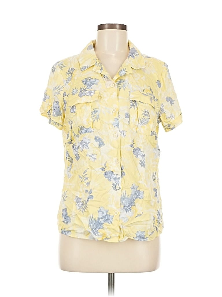 Pre-owned Christopher & Banks Short Sleeve Blouse In Yellow