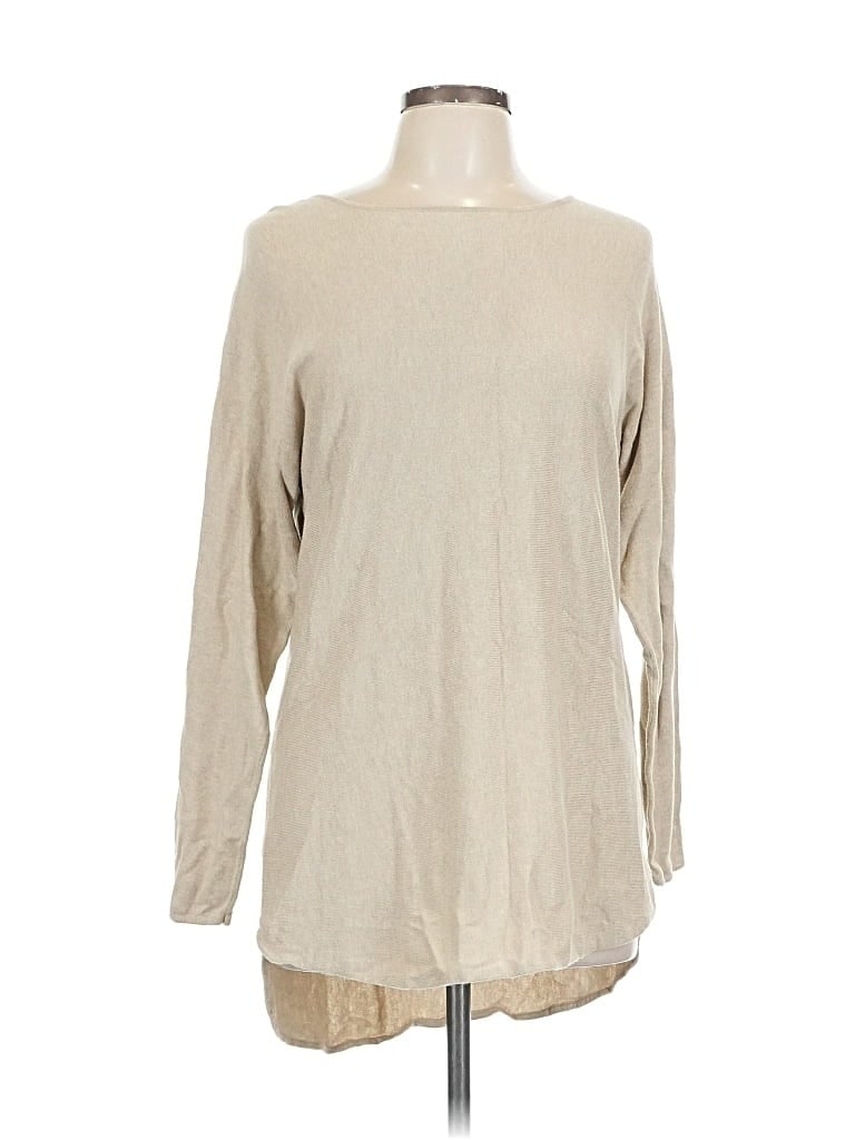 Pre-owned Michael Michael Kors Long Sleeve Top Tan Crew Neck Tops In Brown