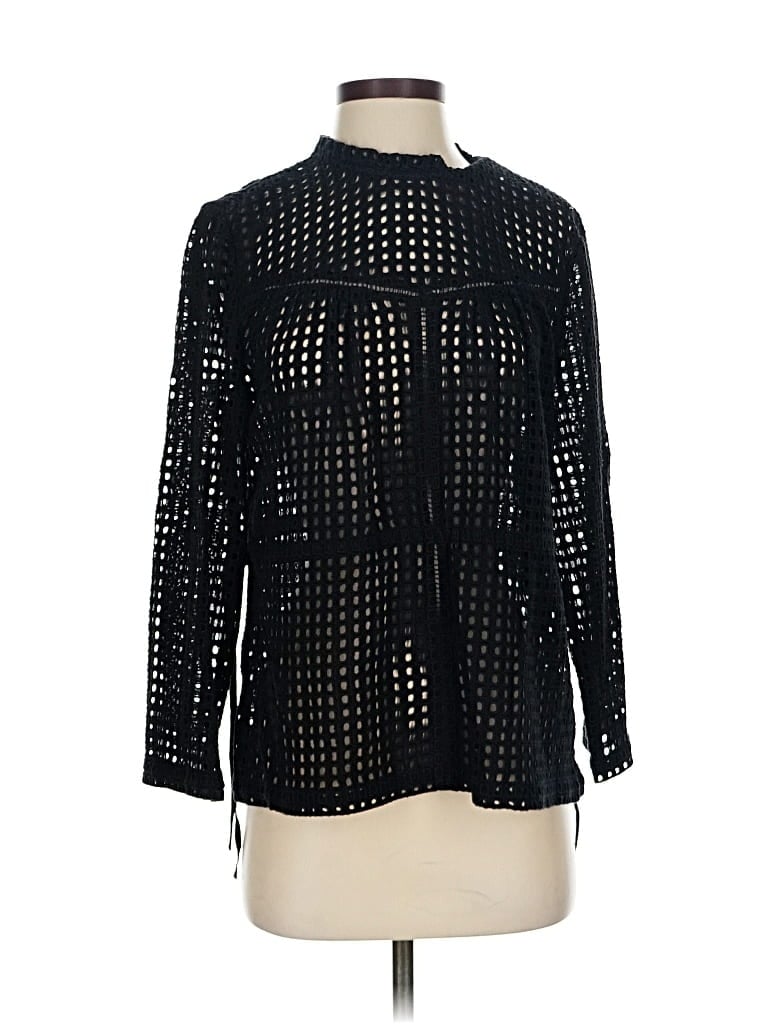 Pre-owned Point Sur Long Sleeve Blouse In Black