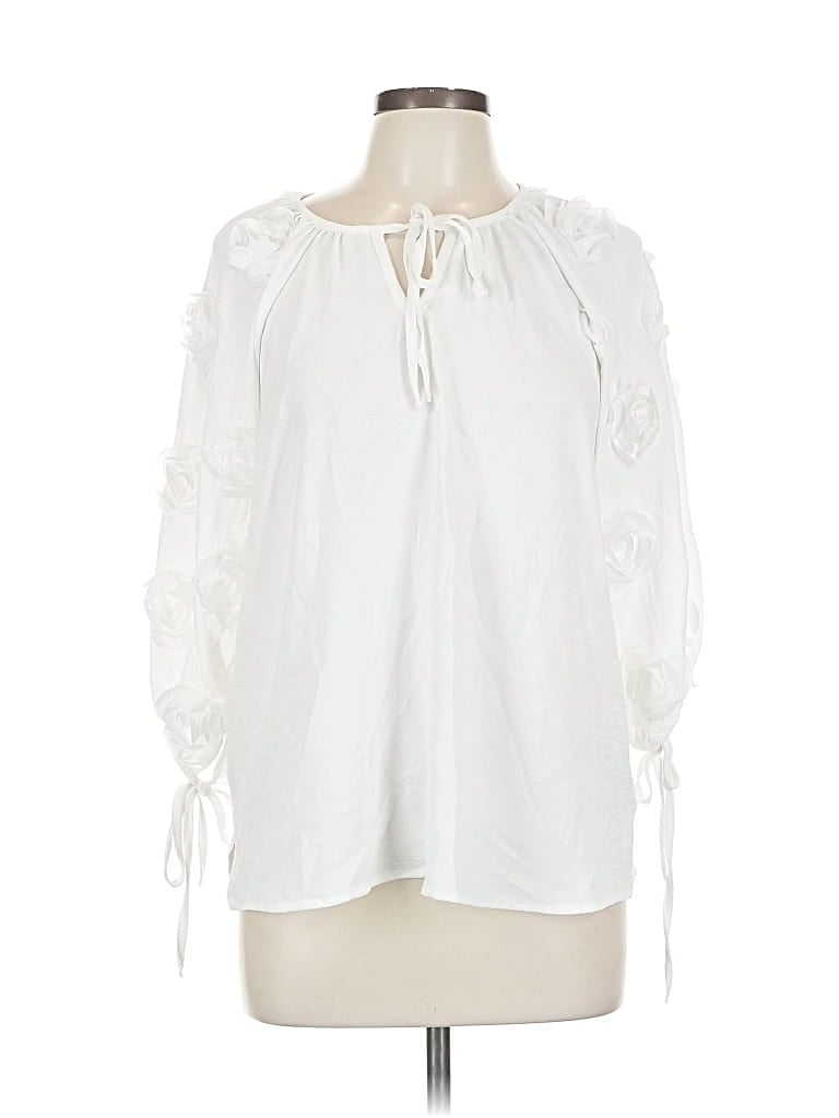 Pre-owned Ana & Rose 3/4 Sleeve Blouse In White