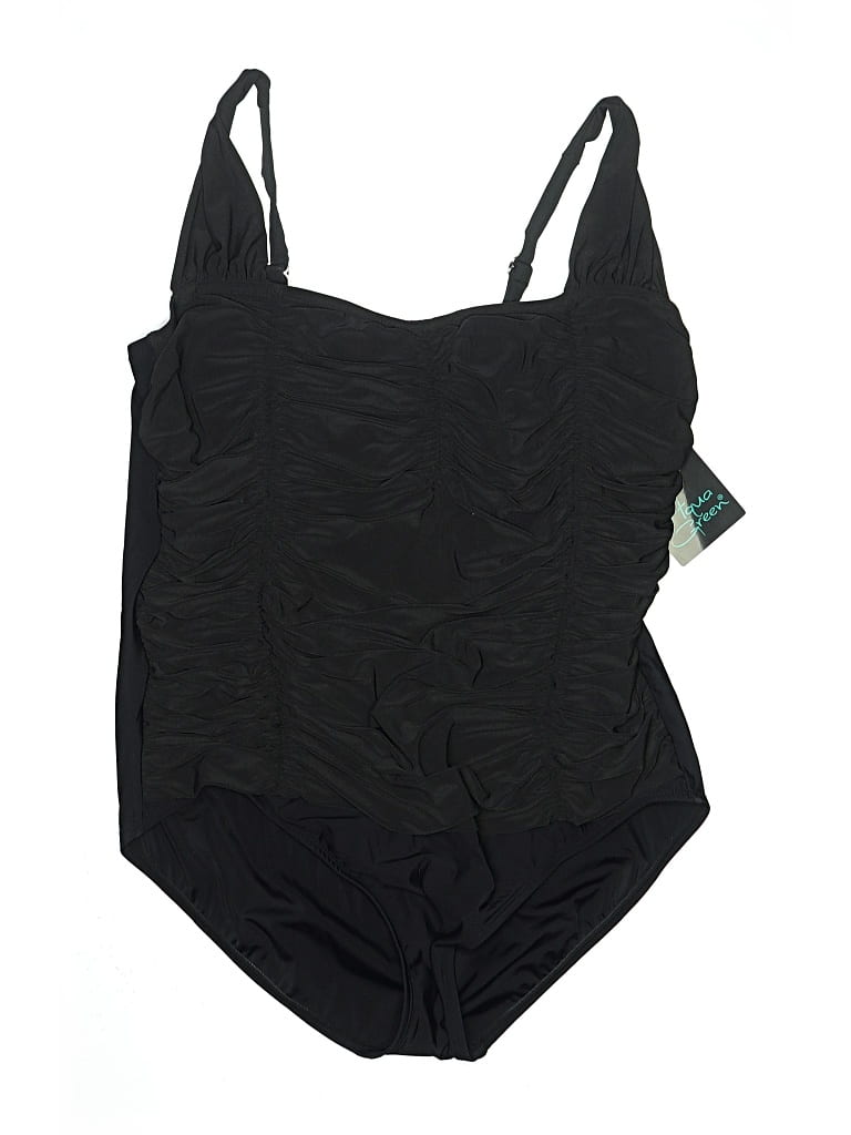 Pre-owned Aqua Green One Piece Swimsuit In Black