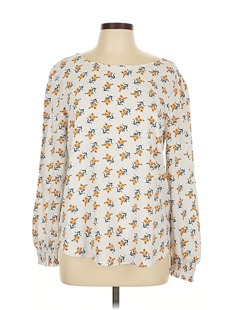 Pre-owned Ann Taylor Loft Outlet Long Sleeve Blouse In White