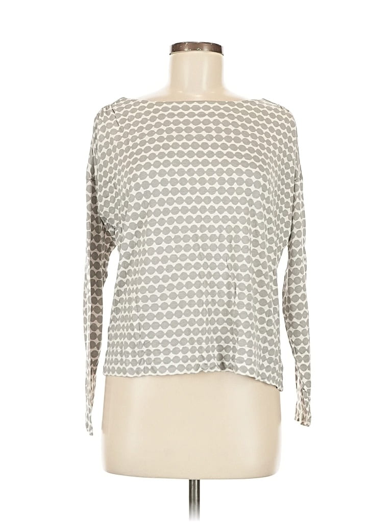 Pre-owned Ann Taylor Loft Outlet Long Sleeve Top Silver Boatneck Tops