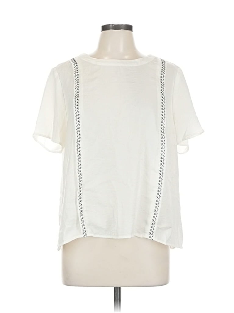 Pre-owned Two By Vince Camuto Short Sleeve Blouse In White