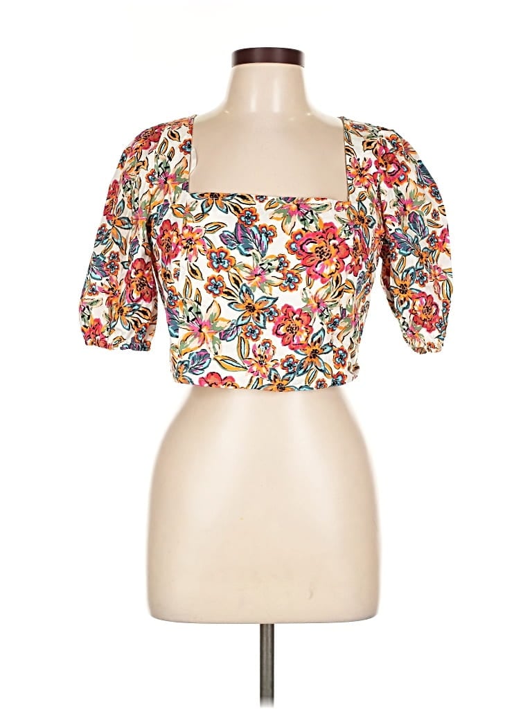 Pre-owned Rachel Rachel Roy Short Sleeve Blouse In White