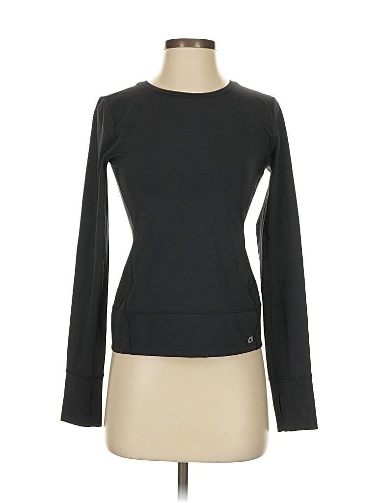 Pre-owned Gap Fit Long Sleeve Top Black Boatneck Tops
