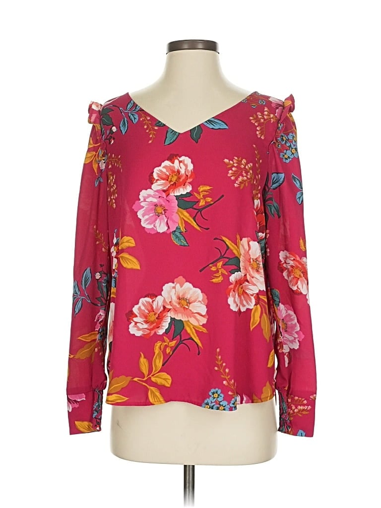 Pre-owned Ann Taylor Loft Long Sleeve Blouse In Pink