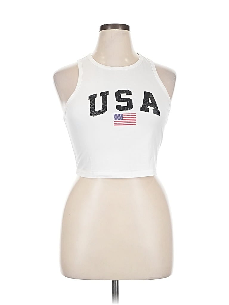 Pre-owned Shein Curve Tank Top White Halter Neckline Tops