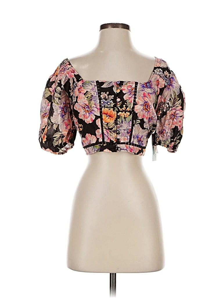 Pre-owned Guess Short Sleeve Blouse In Black