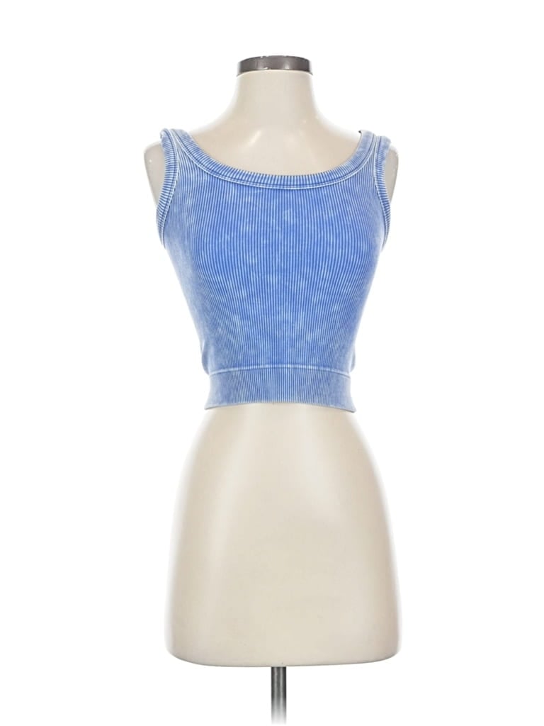 Pre-owned Zenana Tank Top Blue Strapless Neckline Tops