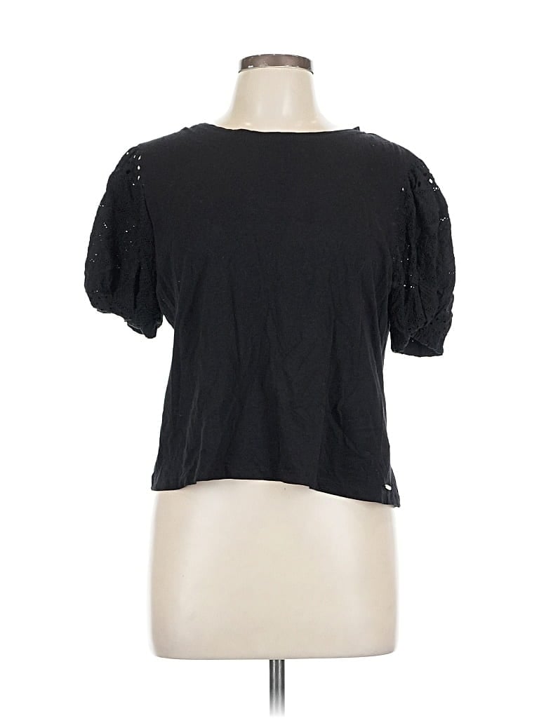 Click to view more detailed imagery on our partner's website Pre-owned Elie Tahari Short Sleeve Top Black Sweetheart Neckline Tops