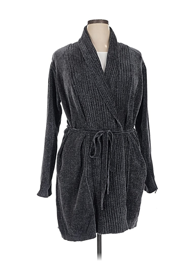Pre-owned Josie Natori Cardigan Sweater In Gray