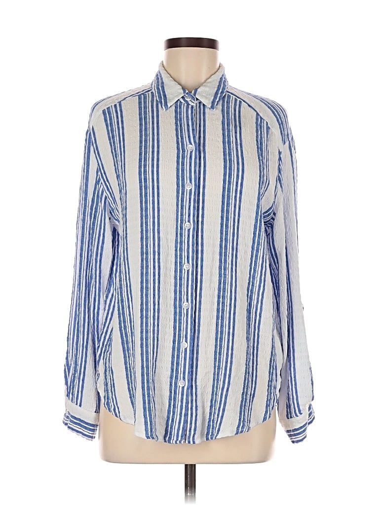 Pre-owned Jane And Delancey Long Sleeve Button Down Shirt In Blue