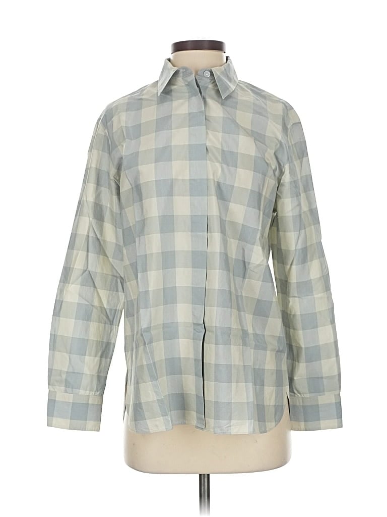 Pre-owned Theory Long Sleeve Button Down Shirt In Blue