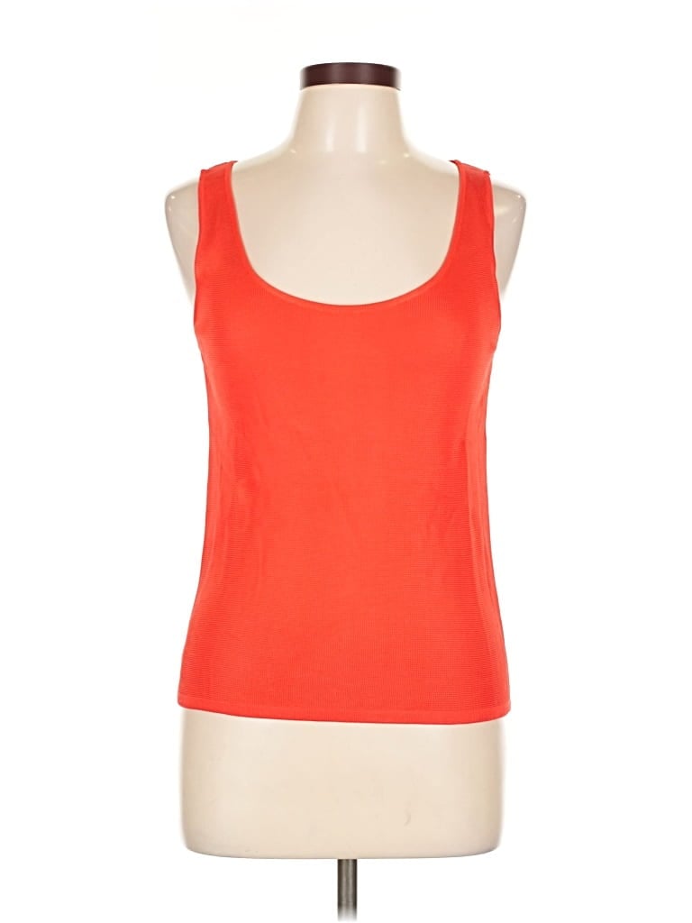 Pre-owned Linda Allard Ellen Tracy Sleeveless Top Orange Scoop Neck Tops