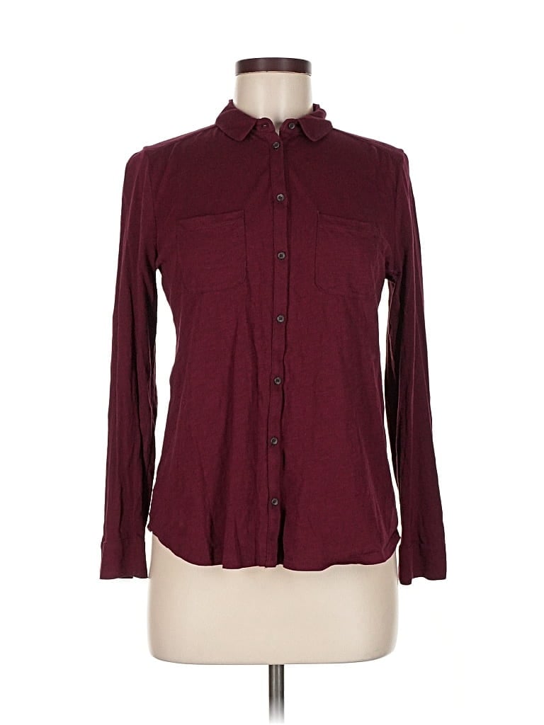 Pre-owned Ann Taylor Loft Long Sleeve Button Down Shirt In Burgundy