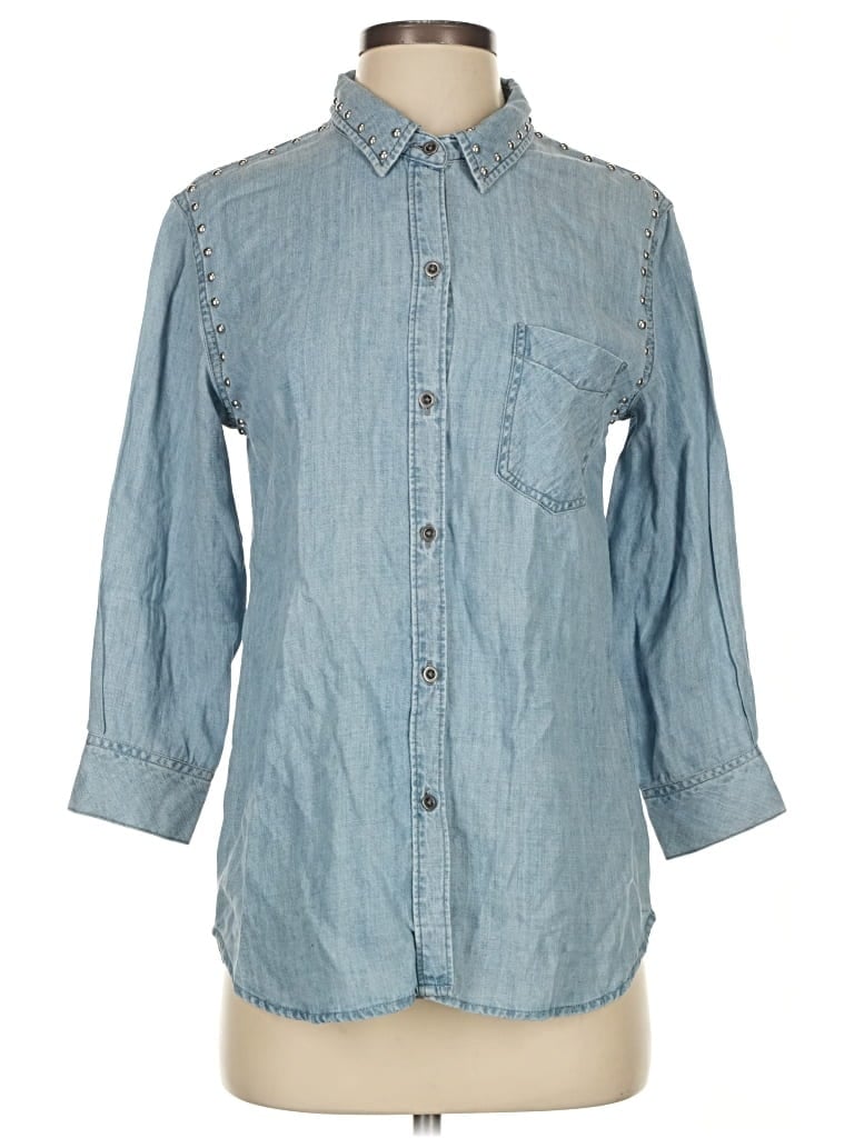 Pre-owned Rails 3/4 Sleeve Button Down Shirt In Blue