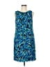 CHRIS McLaughlin 100% Polyester Print Blue Cocktail Dress Size 8 - photo 1